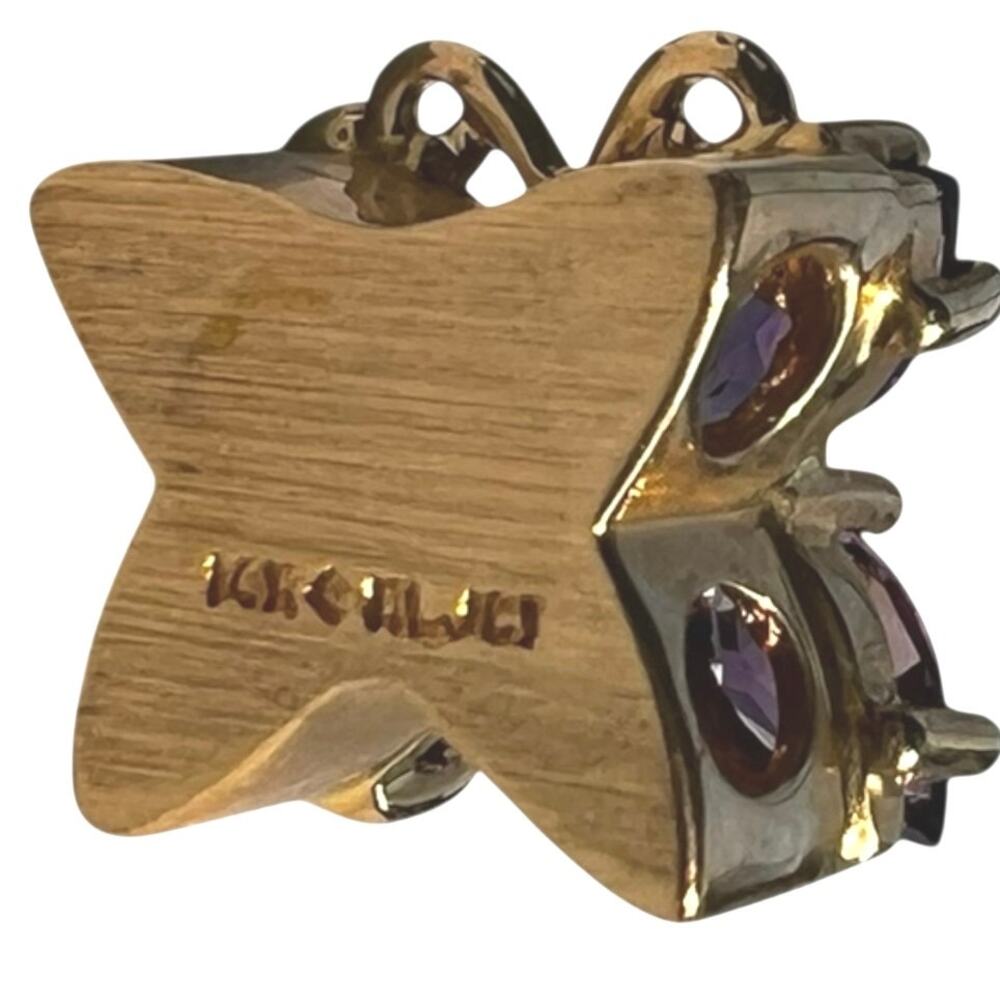 Richard Klein 14K Gold Butterfly Amethyst Slide Charm Hidden Bail 2.86g - Picture 3 of 9